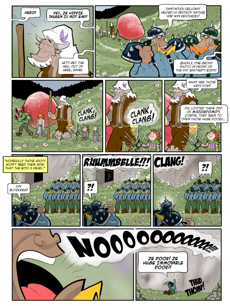 Teh Gladiators Webcomic: Ze Huge, Immovable Door Defies All