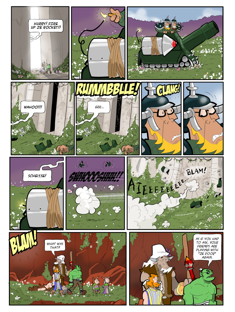 Teh Gladiators Webcomic: A Small Dent in Ze Door!