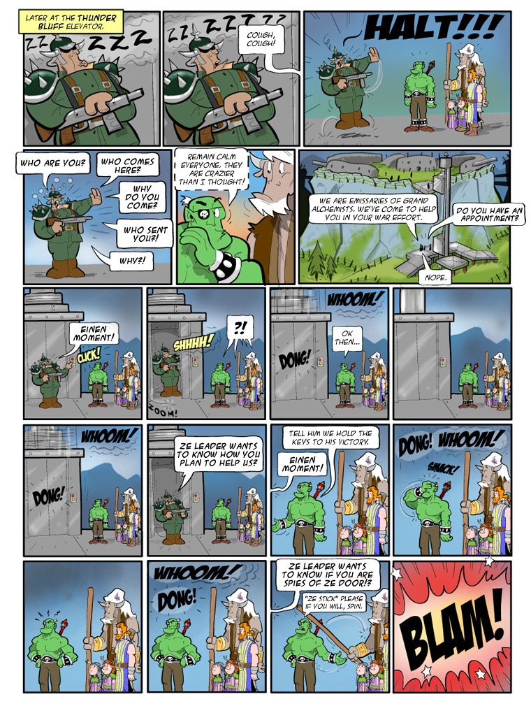 Teh Gladiators Webcomic: Ze Elevator Ride