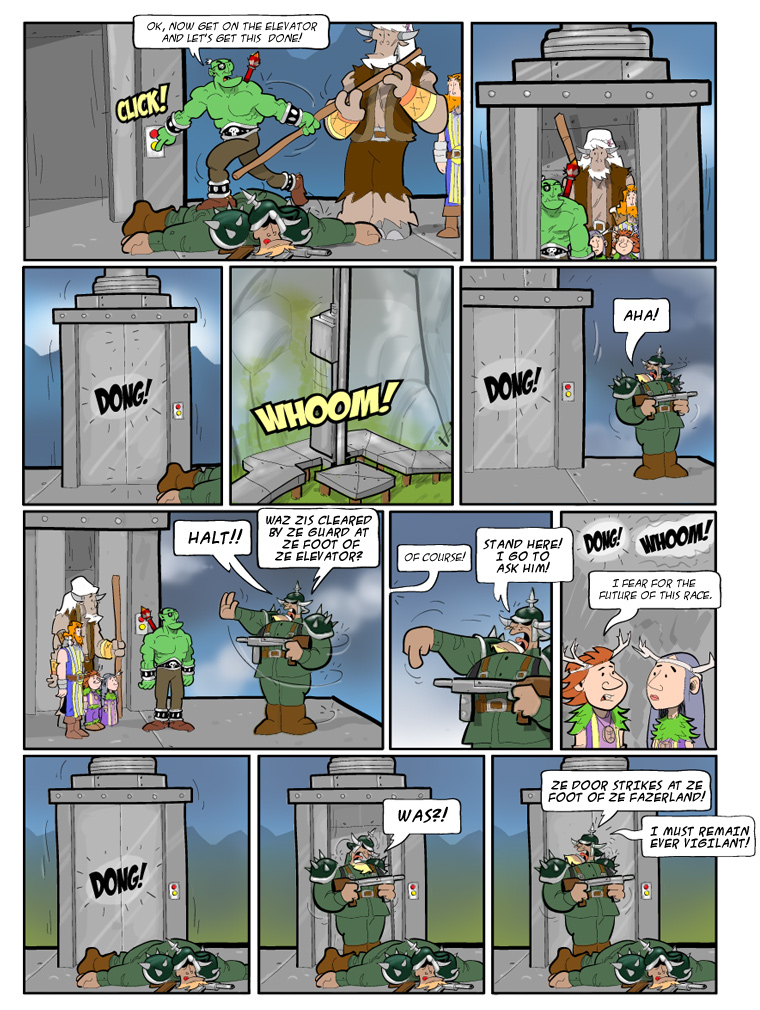 Teh Gladiators Webcomic: Ze Elevator Ride